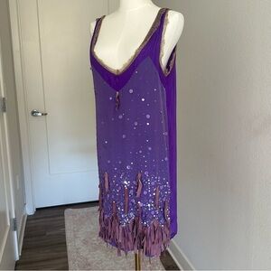 Custo Barcelona Purple Sequin Midi Dress